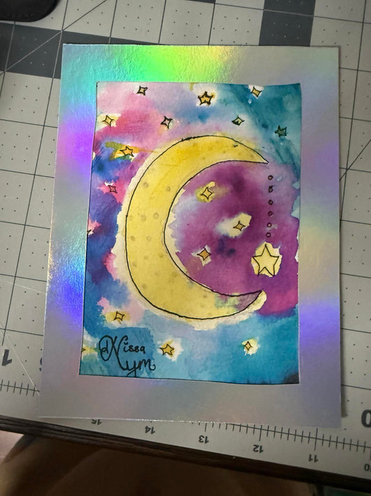 Print of moon and stars
